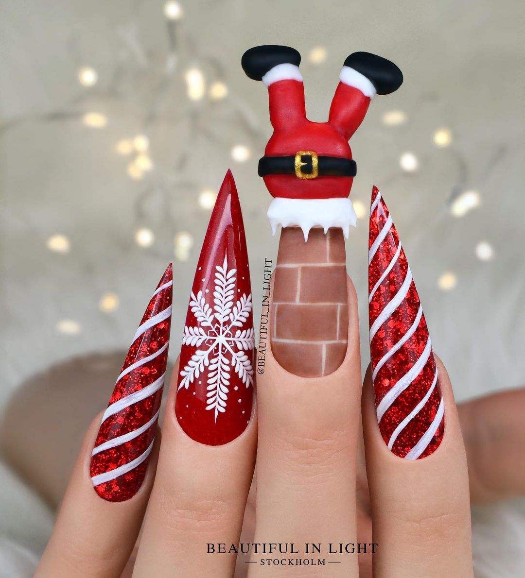 50 Glittering Red Christmas Nails 2022